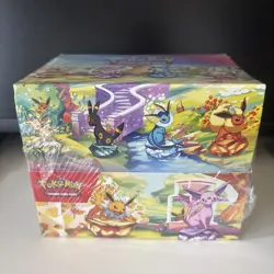 Pokemon Prismatic Evolutions Mini Tin Display Box (8 Tins) * NEW SEALED * (tear) - Image 1