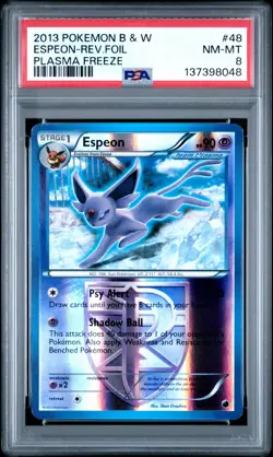 2013 POKEMON PLASMA FREEZE ESPEON #48 REVERSE FOIL PSA 8 NM #137398048 - Image 1