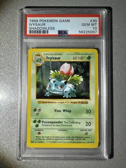 Pokemon Ivysaur 030/102 Base Set Shadowless Uncommon English PSA 10 - Image 1