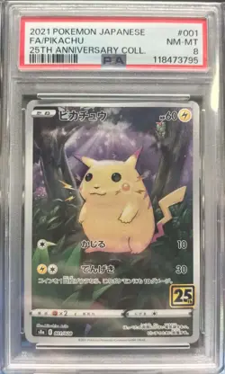 2021 POKEMON JPN 25TH ANV COLLECTION #O01 FULLART/PIKACHU PSA8 NS15 - Image 1