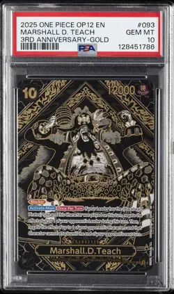 2025 ONE PIECE OP12-LEGACY OF THE MASTER 3RD ANV-GOLD MARSHALL D. TEACH PSA 10 - Image 1