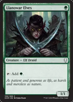 MTG Llanowar Elves - Foil, Dominaria, Lightly Played, English - Image 1
