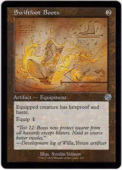 MTG The Brothers' War Swiftfoot Boots Retro Frame Schematic Artifact - Image 1
