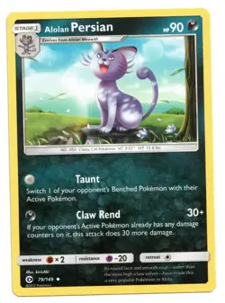 Pokemon Card: Alolan Persian 79/149 Sun & Moon Base Set! NM - Image 1