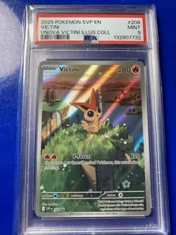 2025 POKEMON SVP EN-SV BLACK STAR PROMO #208 VICTINI PSA 9 - Image 1