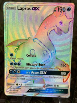 LAPRAS GX ~ Pokemon TCG: Sun & Moon BASE FULL ART SECRET RARE RAINBOW - Image 1