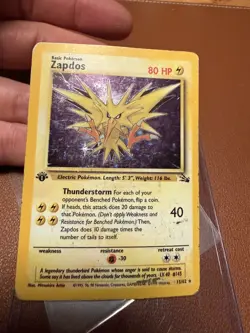 Pokemon Fossil First Edition Zapdos 15/62 Fossil Holo - Image 1