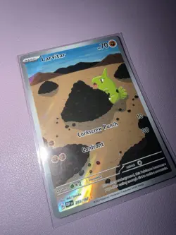 Pokemon Larvitar Illustration Rare 203/197 SV03 Obsidian Flames Holo 2023 - Image 1