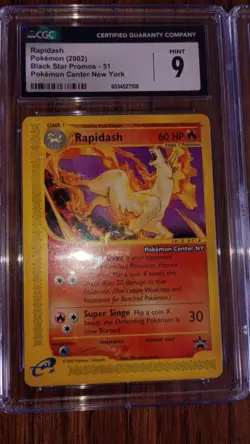 Rapidash CGC 9 Black Star Promo 51 Pokemon Center NY 2002 Regular - Image 1