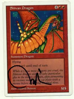 Shivan Dragon 5th Edition Signed Melissa Benson Magic The Gathering MTG - Image 1