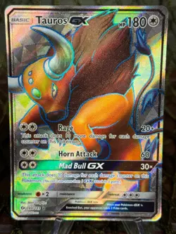 TAUROS GX ~ Pokemon TCG: Sun & Moon BASE FULL ART SHINY RARE - Image 1
