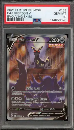 Pokemon Umbreon V Evolving Skies Full Alt Art #189 PSA 10 Gem Mint - Image 1