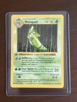 Pokemon TCG Metapod Base Set 1st Edition Shadowless 54/102 NM Near Mint WOTC TCG - Image 1