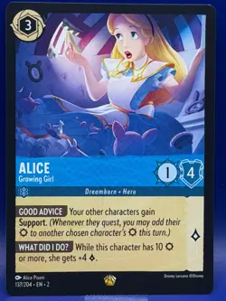 Disney Lorcana Alice Growing Girl 137/204 Legendary EN 2 Rise of the Floodborn - Image 1