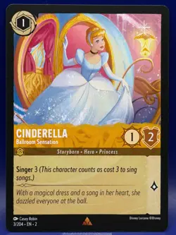 Disney Lorcana CINDERELLA Ballroom Sensation 3/204 Rare EN 2 Rise the Floodborn - Image 1