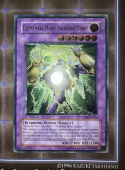 Elemental Hero Thunder Giant 1st Ed Ultimate Rare TLM-EN036 MP-HP Vintage Yugioh - Image 1