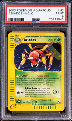 PSA 9 2003 Pokemon Aquapolis #H3 ARIADOS Holo Rare Graded Vintage Mint TCG Card - Image 1