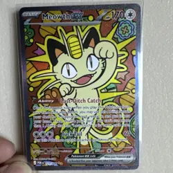Pokemon TCG Meowth EX 170 HP Rare Foil Card 121/088 POR Ability Cat Basic - Image 1