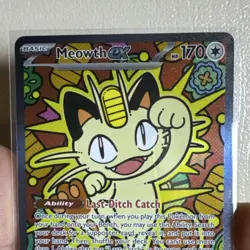 Pokemon TCG Meowth EX 170 HP Rare Foil Card 121/088 POR Ability Cat Basic - Image 3