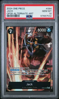 One Piece Card Game Two Legends Jack Alt Art SR OP08-084 English Parallel PSA 10 - Image 1