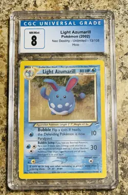 2002 Holographic Light Azumarill Neo Destiny (CGC 8 NM-MINT) 13/105 Pokemon Card - Image 1