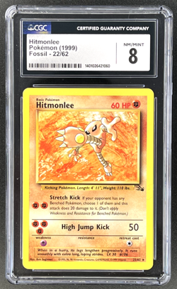 1999 Pokemon Hitmonlee Fossil Rare CGC 8 22/62 NM / MINT - Image 1