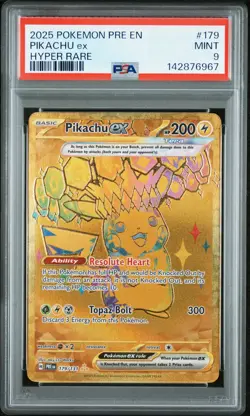 2025 POKEMON PRE EN-PRISMATIC EVOLUTIONS HYPER RARE #179 PIKACHU EX PSA 9 - Image 1