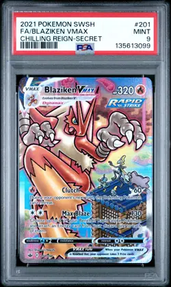 Pokemon Blaziken VMAX 201/198 Secret Alt Art Chilling Reign Holo PSA 9 - Clean! - Image 1