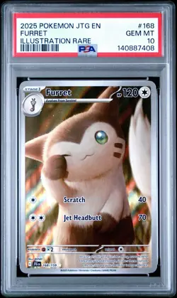 2025 POKEMON JTG EN-JOURNEY TOGETHER ILLUSTRATION RARE #168 FURRET PSA 10 - Image 1
