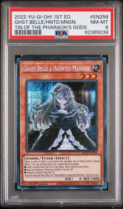 2022 YU-GI-OH! TIN OF THE PHARAOH'S GODS GHOST BELLE & HAUNTED MANSION PSA 8 - Image 1