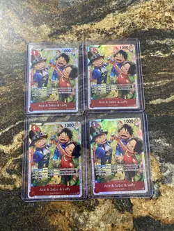 4x Ace & Sabo & Luffy OP13-007 SR - One Piece TCG English Playset Near-Mint - Image 1