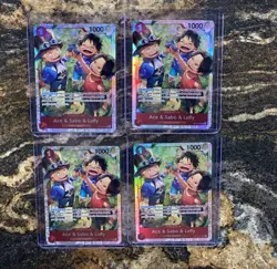 4x Ace & Sabo & Luffy OP13-007 SR - One Piece TCG English Playset Near-Mint - Image 2