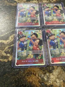 4x Ace & Sabo & Luffy OP13-007 SR - One Piece TCG English Playset Near-Mint - Image 4