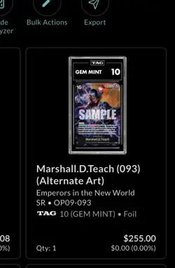 One Piece TAG Graded 10 Marshall D. Teach OP09-093 SR Foil Alt Art - Image 4