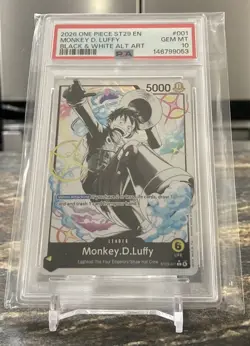 ONE PIECE PSA 10 GEM MINT MONKEY D LUFFY ST29-001 BLACK & WHITE ALTERNATE ART - Image 2
