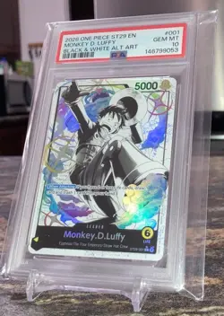ONE PIECE PSA 10 GEM MINT MONKEY D LUFFY ST29-001 BLACK & WHITE ALTERNATE ART - Image 3