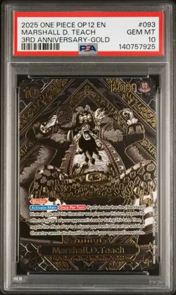 2025 ONE PIECE OP12-LEGACY OF THE MASTER 3RD ANV-GOLD MARSHALL D. TEACH PSA 10 - Image 1