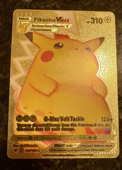 Pikachu VMax Gold Foil Premium Fan Art Vinyl Pokemon Collector Card 044/185 - Image 1