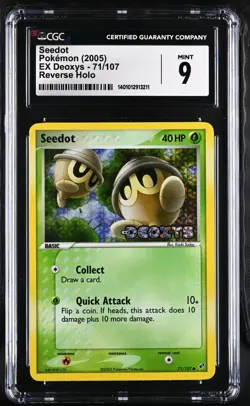 CGC Graded 9 Mint Seedot 71/107 EX Deoxys Reverse Holo Pokemon Card - Image 1