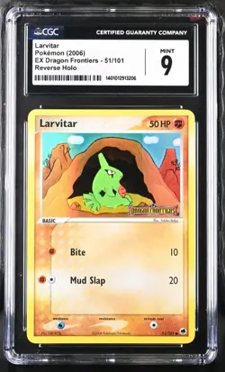CGC Graded 9 Mint Larvitar 51/101 Ex Dragon Frontiers Reverse Holo Pokemon Card - Image 1