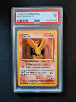 Moltres 1999 Pokemon TCG Mysterious Fossil Holo Rare PSA 5 Card 12/62 - Image 1