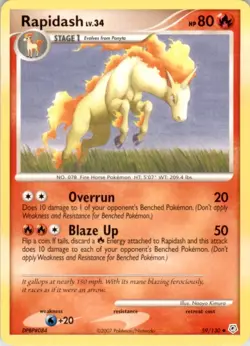 Rapidash 59/130 Uncommon Diamond and Pearl Pokemon Card LP - Image 1