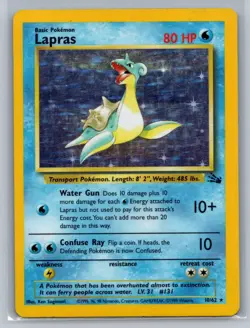 Fossil #10/62 Lapras Rare Holo Pokemon Card - Image 1