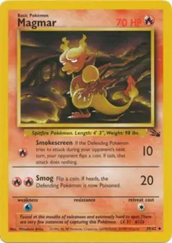 Magmar 39/62 Fossil Set Unlimited 1999 Pokemon Card - LP - Image 1
