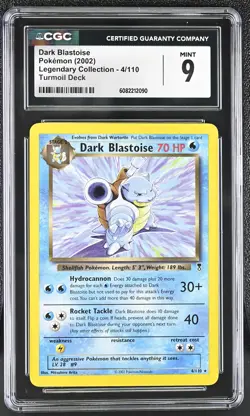 CGC 9 MINT Dark Blastoise Legendary Collection 4/110 Non Holo Rare Pokemon Card - Image 1