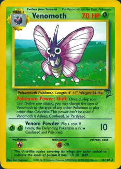VENOMOTH 31/130 RARE BASE SET 2 POKEMON MP - Image 1