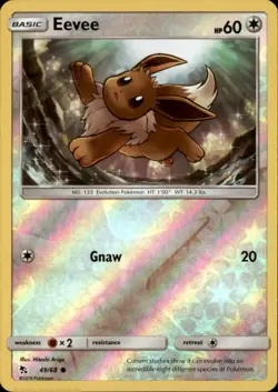 Eevee 49/68 Common Hidden Fates Pokemon Reverse Holo NM - Image 1