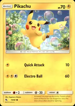 Pikachu 19/68 Common Hidden Fates Pokemon NM - Image 1