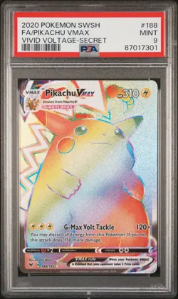 2020 POKEMON SWORD & SHIELD VIVID VOLTAGE SECRET FULL ART/PIKACHU VMAX PSA 10 - Image 1