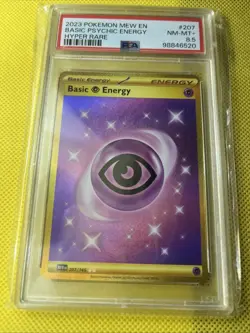 2023 Pokemon Mew EN Basic Psychic Energy Hyper Rare PSA 8.5 - Image 1